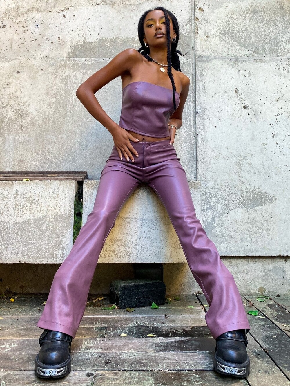 MOTEL Rocks Lavender Boot Cut Fit & Flare Pants Women's Size M Zalor Flare